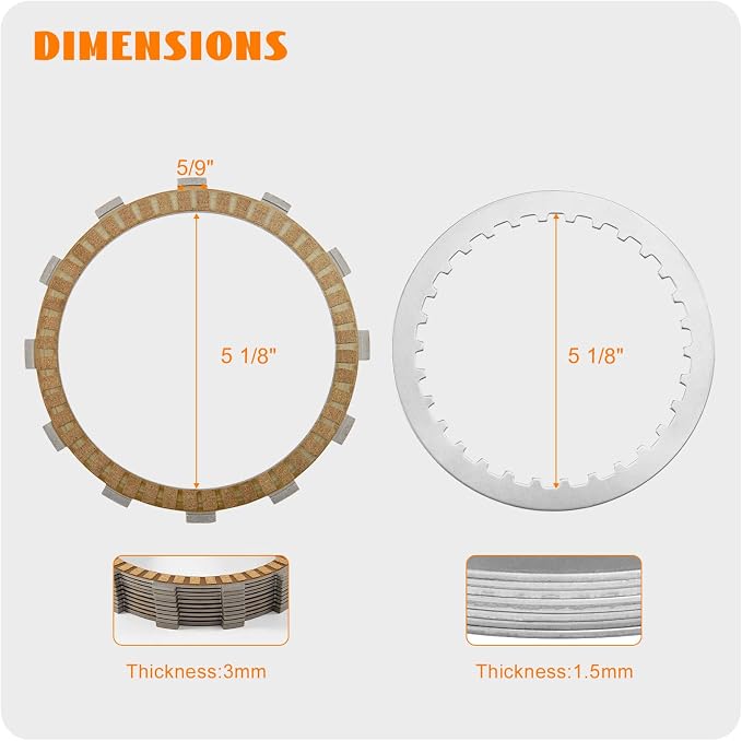 Twin Cam Extra Clutch Friction Plate Steel Disc Kit Fits for 1999-2017 Harley Touring Softail Dyna Trike Twin Cam Models 1998-1999 Evolution 1340 Replace of P/N 37980-10, 307-30-10013