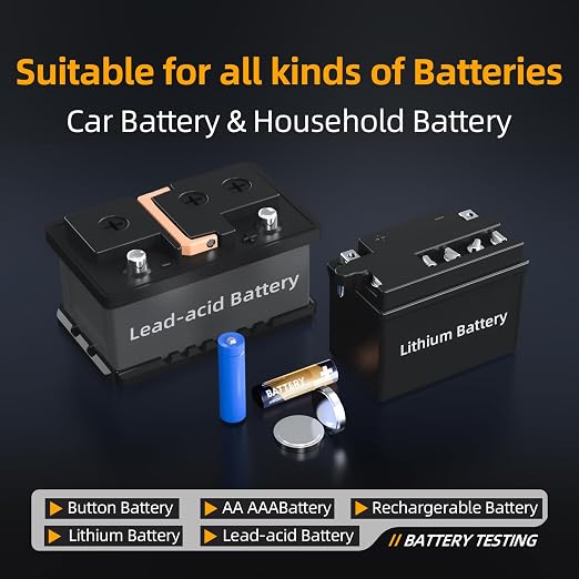 FNIRSI HRM-10 Voltage Internal Resistance Battery Tester,Battery Voltage Meter for Types of Batteries, Car Battery Tester, AAA AA Battery, 100V 200Ω, Digital Battery Analyzer for Household Automotive