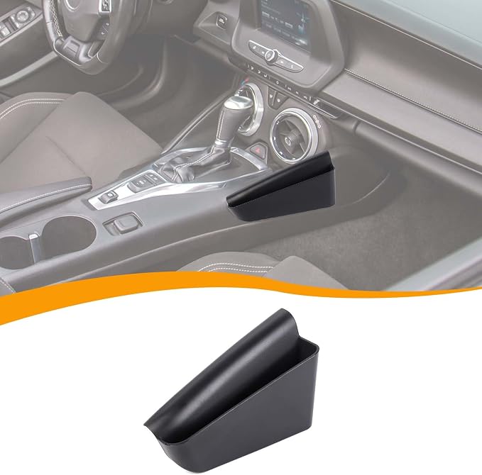 Hoolcar Gear Shift Storage Box Center Console Organizer Tray Console Side Pocket Organizer Compatible with Chevrolet Camaro 2016-2023, Black, Interior Accessories