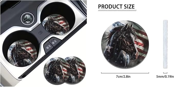 Ystardream American Flag Horse Car Seat Cover Full Set 11 Pcs with Steering Wheel Cover, Auto Seat Belt Covers Keychain & Cup Holder Pads,4th of July Car Accessories Universal Fit for SUV Sedan Truck