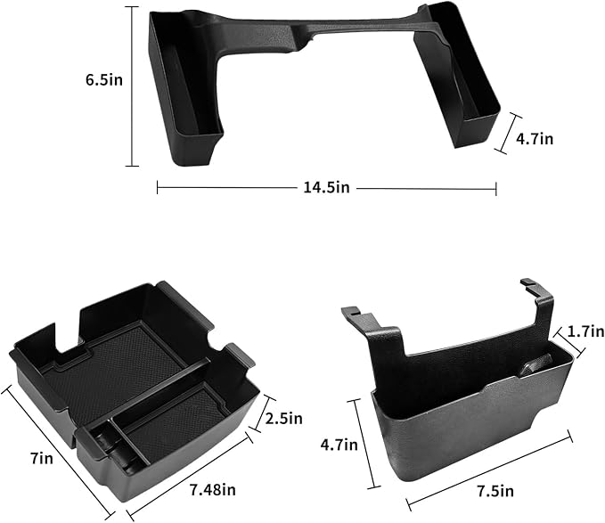 2025 2024 2023 2022-2018 3 Pcs Center Console Organizer for Jeep Wrangler JL JLU Accessories & Jeep Gladiator JT Accessories &Rubicon Sahara Gear Shift Side Tray Organizer Hanging Armrest Storage Box