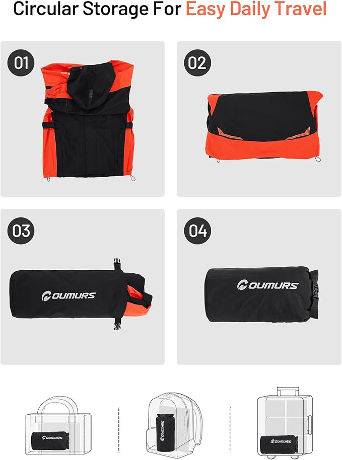 Oumurs Motorcycle Rain Suit - Waterproof Jacket & Pants for Men & Women, Lightweight Nylon, Reflective, Multi-purpose for Riding, Fishing, Golf, Hunting, Camping