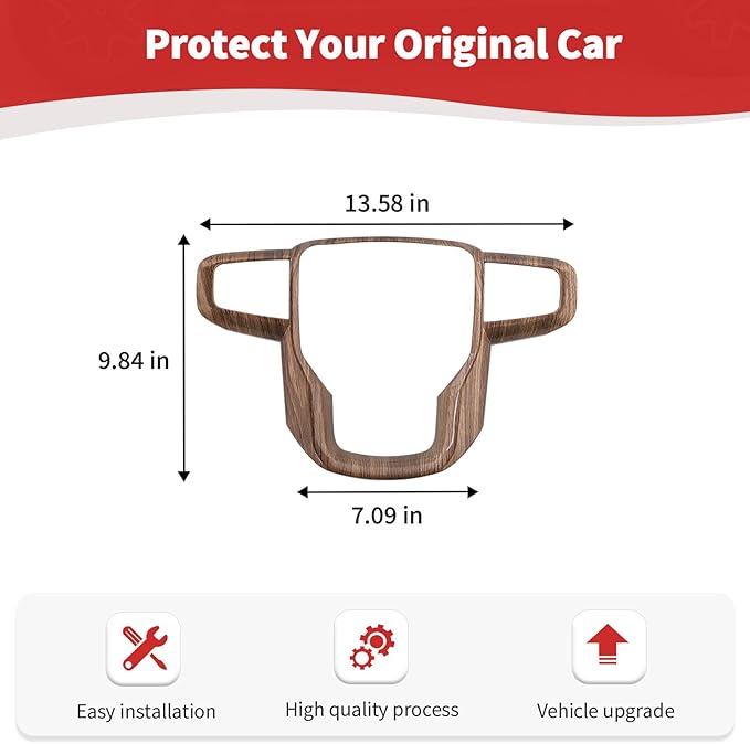 for Sierra Steering Wheel Panel Trim Sticker for GMC Sierra 2019 2020 2021 2022 2023 2024-Present Brown Wood Grain Interior Accessories 1pc