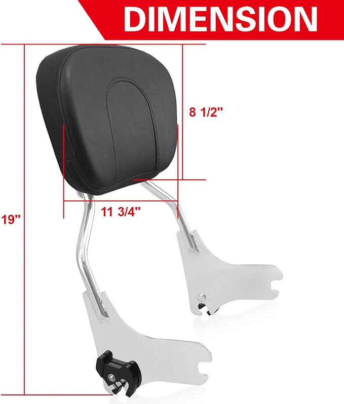 Detachable Rear Passenger Backrest Sissy Bar Fit for Harley Davidson Street Glide Road Glide Road King Electra Glide Ultra Limited 1997-2008 (1997-2008-chrome)