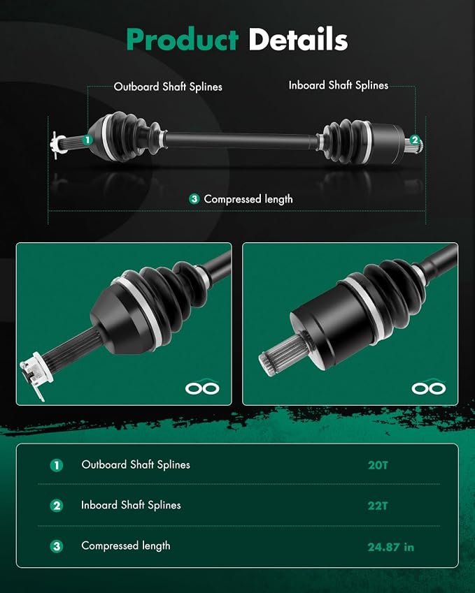 SCITOO CV Axle Drive Shaft Assembly 2005 2006 2007 fits for Polaris Ranger 500 700 Ranger XP 700 Front Left Right