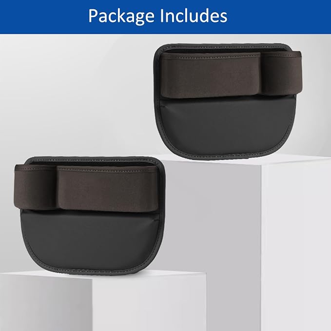 2 Pack Car Seat Gap Filler with Cup Holder, Suede Car Seat Gap Plug with Storage Slot for Filler Between Car Seat and Console, Universal Fit Sedans, SUVs, MPVs, Most Vehicles (Black)