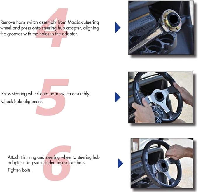 Universal 12.5"Golf Cart Steering Wheel Fit for Golf Cart Club Car DS Precedent EZGO RXV & TXT, Yamaha Steering Wheel
