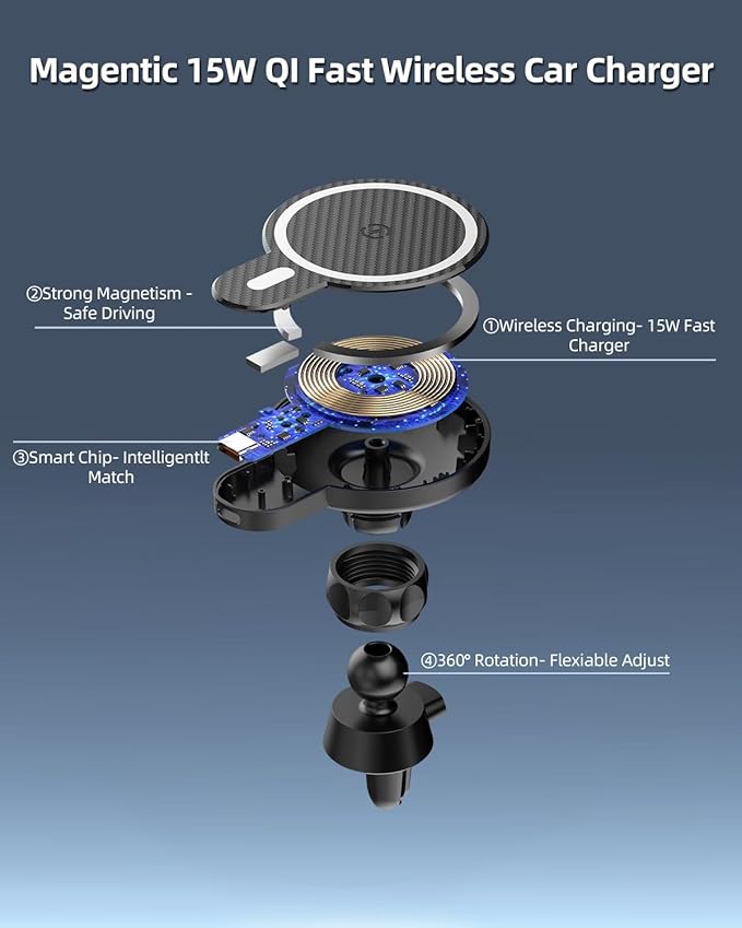 PZK Car Phone Holder for Toyota RAV4 2013-2015 2016 2017 2018 Accessories Custom Air Vent Phone Mount Magnetic 15W Fast Wireless Charger Hands Free 360° Rotation Cell Phone Automobile Cradles