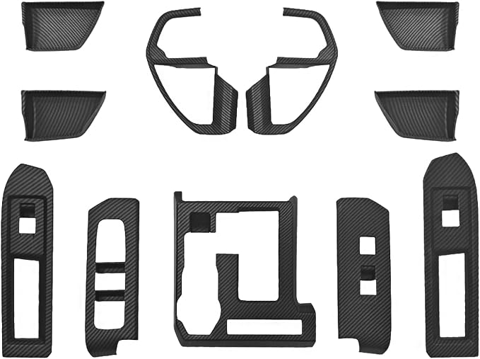 Muslogy Interior Trim Kit Cover 11PCS for 2024 2025 2026 Toyota Tacoma & 2025 2026 4Runner Steering Wheel Center Console Window Switch Inner Door Cover(Won't Fit 2Door Tacoma) (Matte Carbon Fiber)