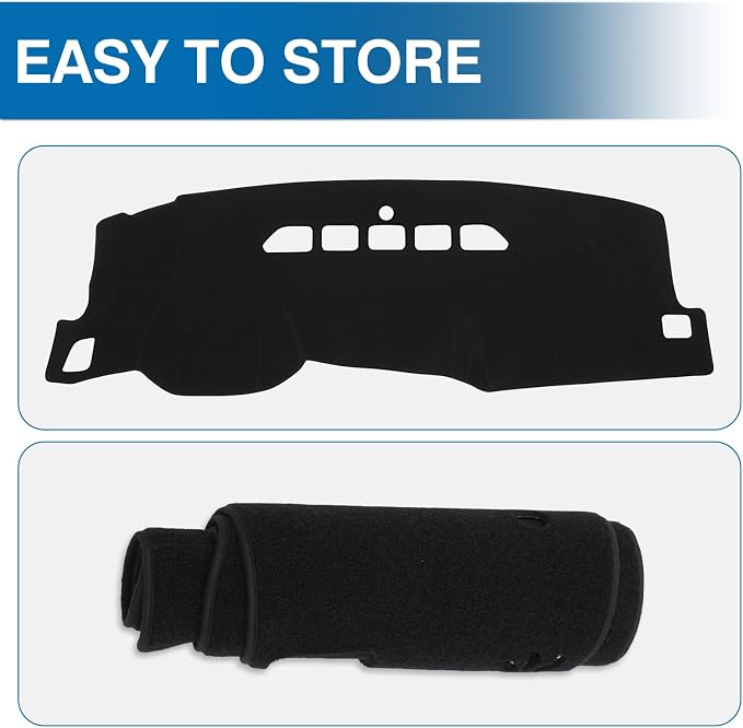KUST Black Dash Cover for 2007-2013 Chevy Silverado/GMC Sierra/Chevy Avalanche/GMC Yukon/GMC Yukon XL/Chevrolet Tahoe/Suburban (Only Fit 2 Glove Box Dashboard)
