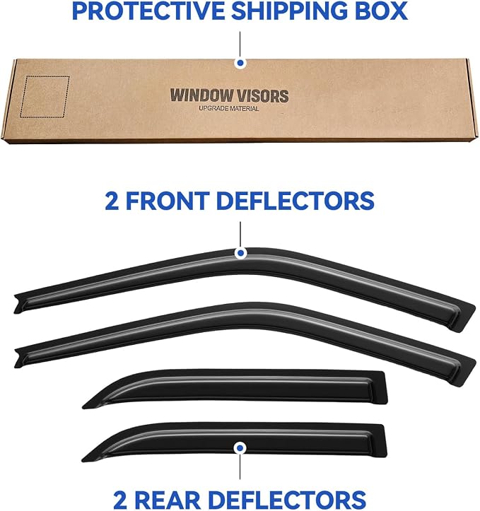 Window Visors Rain Guards Shield for 1984-1992 Toyota Corolla, Out-Channel Window Vent Wind Deflectors Visors Shades for 84-92 Corolla