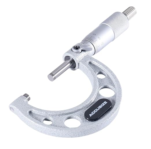 Accusize Industrial Tools Outside Micrometer, 25-50mm, EG00-0050 | 25-50mm, Ultra-Precision, Carbide Tipped, M-Type, Resolution 0.01mm, Ratchet Friction Thimble, Solid Storage Case