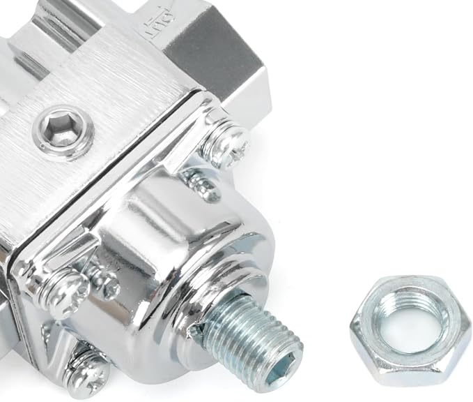 12-804 Adjustable Fuel Pressure Regulator with Gauge, Compatible with Holley and Edelbrock Carburetors, 1-4 PSI, 3/8" NPT, 1-in 2-Out