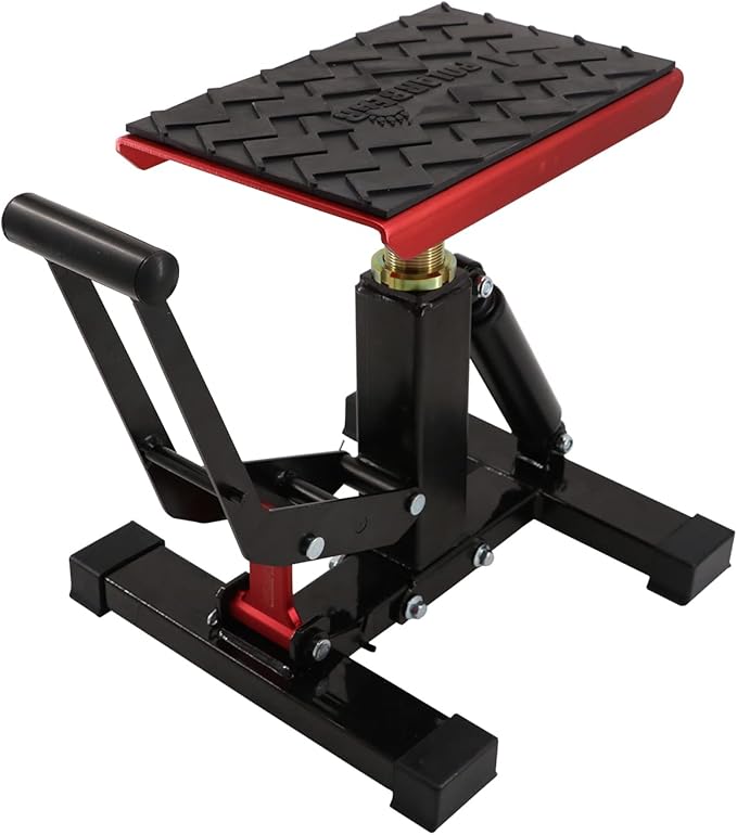 POLARBEAR Dirt Bike Stand Quick Jack Hydraulic Stand Motorcycle Low Profile Jack Portable Aluminum 1200Lbs Capacity for Pit Bike Cleaning and Repair(Red)