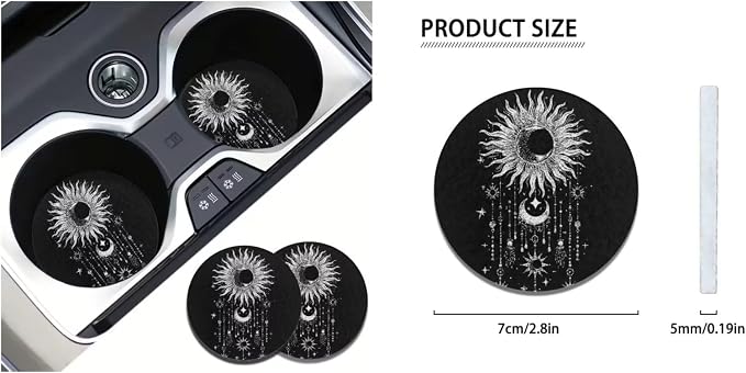 Ystardream Sun and Moon Car Seat Cover Sets for Women Stretchy Car Seat Cover with Elastic Mirror Cover Steering Wheel Cover Seatbelt Covers,Decorative Car Interior Accessories Sets for Women Girly