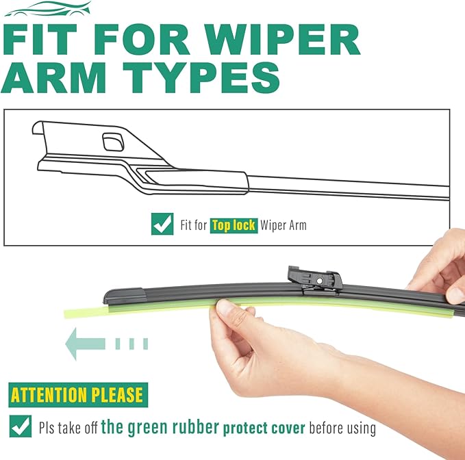 26" 22" 12" Windshield Wiper Blades Replacement for Volkswagen VW Atlas 2018 2019 2020 2021 2022 2023 2024 2025 Atlas Cross Sport Premium All Weather Front Rear Wipers Set - OEM Quality (Pack of 3)