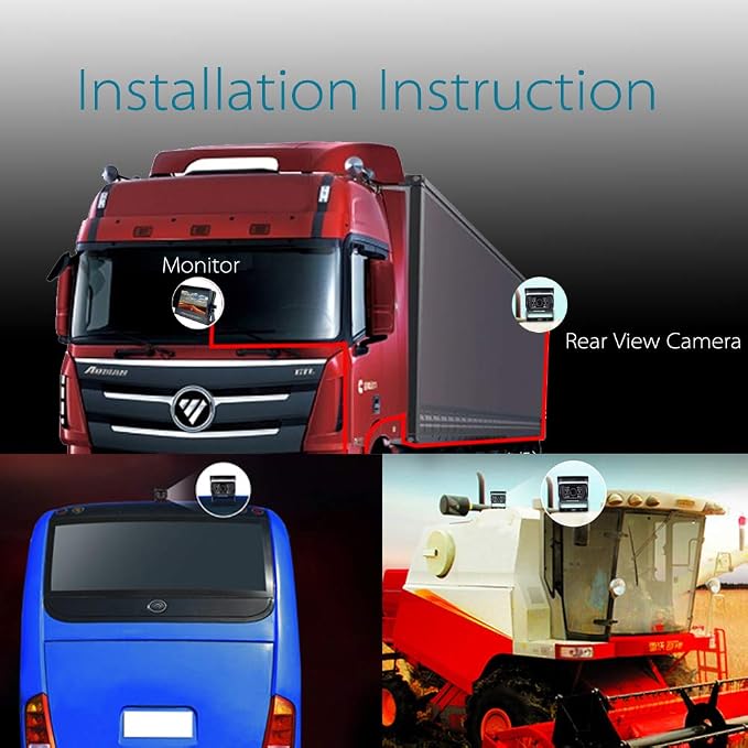 Backup Camera with 4-Pin Connector for Truck Rear View System, Universal Connector, High Level Waterproof and Superior 18 Infrared LED Night Vision