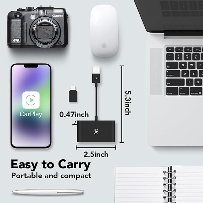 2025 Upgrade Wireless CarPlay Adapter Plug & Play Dongle Converts Wired to Wireless Apple CarPlay, Compatible with iPhone 6 and Later, Works with 2015+ Cars