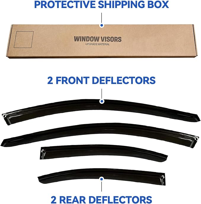 YQAUTEC Window Visors Rain Guards Shield Compatible with 2015-2021 Subaru WRX, Window Wind Deflectors Vent Shades for 15-21 Premium Limited STi