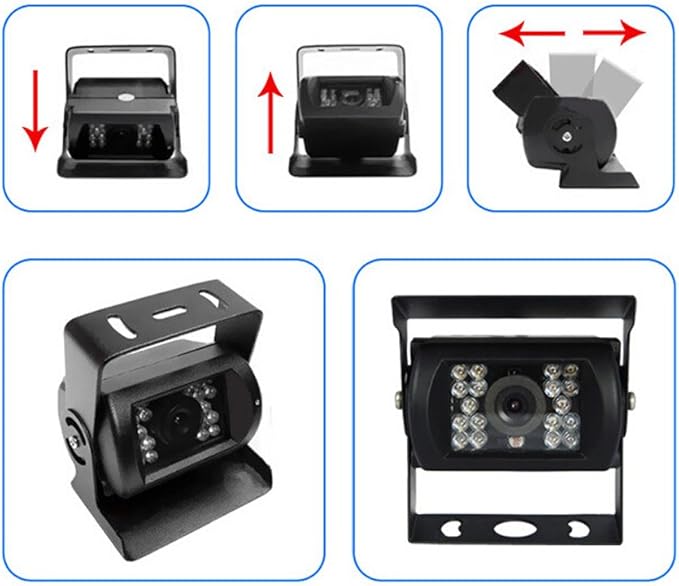4Pin 18 LED IR Night Vision CCD Car Rear View Parking Reverse Camera + 4 Pin Connector Extension Cable for 12V/24V Bus Truck Trailer RV Caravan(Black Camera with 10m/33ft Cable)
