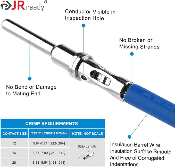 JRready ST6446 Deutsch Solid Pin Kit, Barrel Style Contacts Size 16# 12# Male Female Terminal for DT,DTP,DTHD,HD Series Connector with Deutsch Pin Extractor Tool