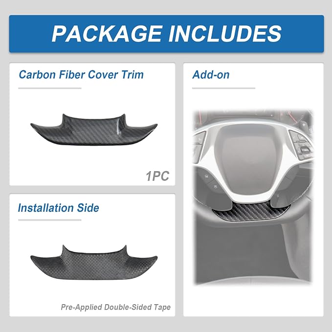 Real Carbon Fiber Steering Wheel Cover Compatible with Corvette C7 2014–2019