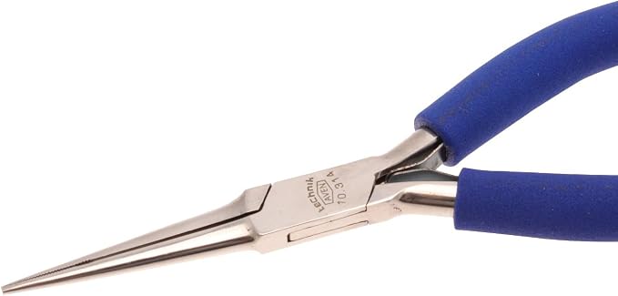 Aven 10314 Technik Stainless Steel Serrated Jaw Needle Nose Plier, 1-59/64" Jaw Length, 5-3/4" Overall Length (2 Pack)