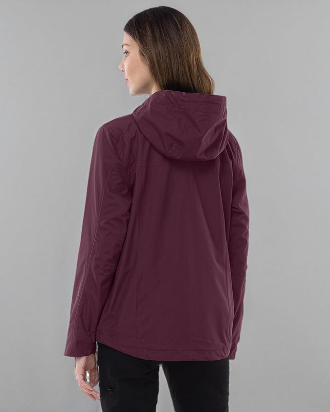 Outdoor Ventures Packable Rain Jacket Women Lightweight Waterproof Raincoat with Hood Cycling Bike Jacket