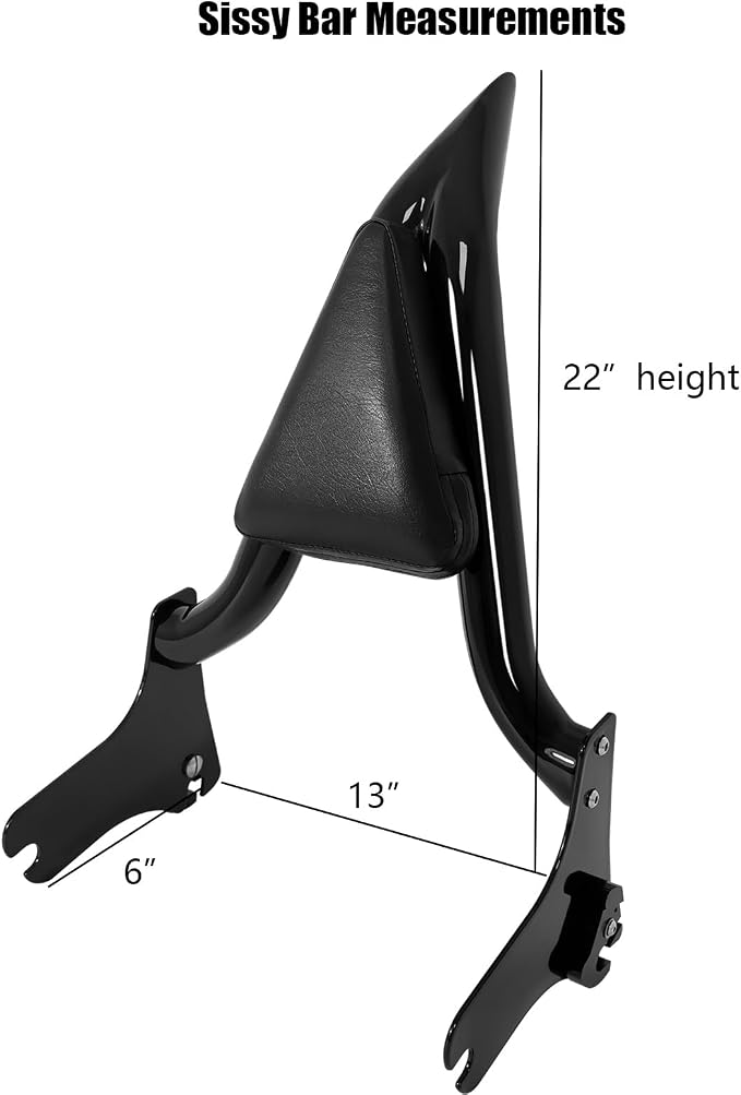 1997-2008 Detachable Backrest Sissy Bar for Harley Touring Road Glide Road King CVO Street Glide Electra Glide 97-08 Motorcycle Passenger Back Rest Pad (22" Tall Black)