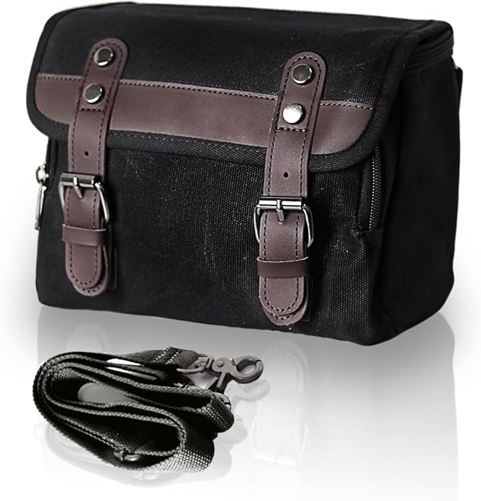 Motorcycle Tool Bag Vintage Saddle Bag Motorcycle Fork Bag Canvas Sissy Bar Bags Handbar Bag for Bike Large Capacity Waterproof Storage Bag for Powersports Cameral Bag for Men&Women