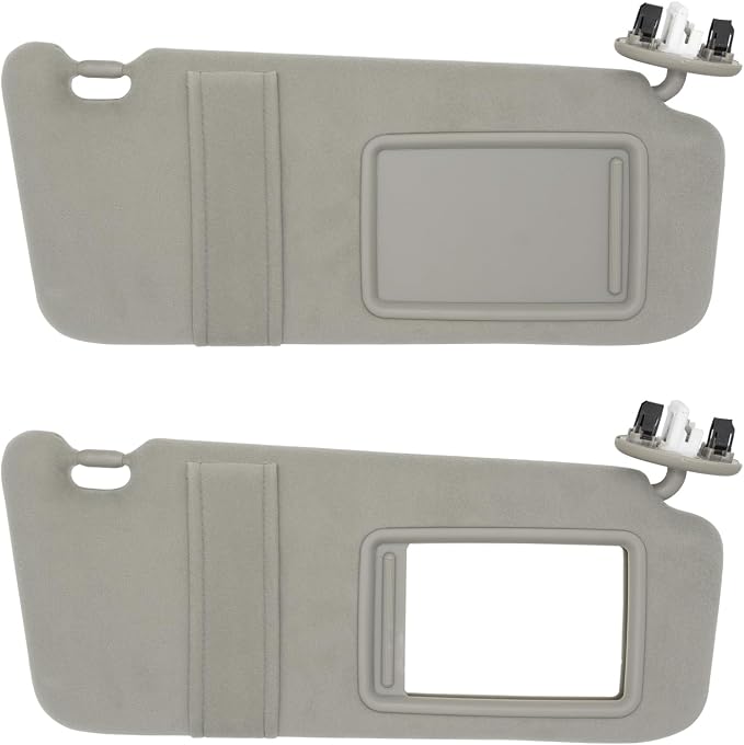 NHILES Driver & Passenger Side Sun Visor Fits for Toyota Camry 2007 2008 2009 2010 2011 Replacement Sun Shade with Light # 74320-33F00-B0 74310-33F30-B0 (Gray)