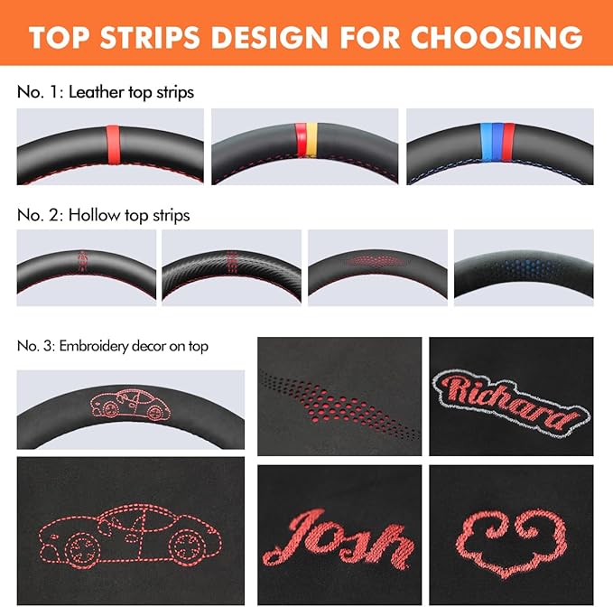 MEWANT Hand Stitched Steering Wheel Cover Wrap for GMC Sierra 1500 2019-2023 Sierra 1500 Limited 2022 Sierra 2500 2020-2024 Sierra 3500 2020-2024 Yukon (XL) 2021-2023, Alcantara Customize