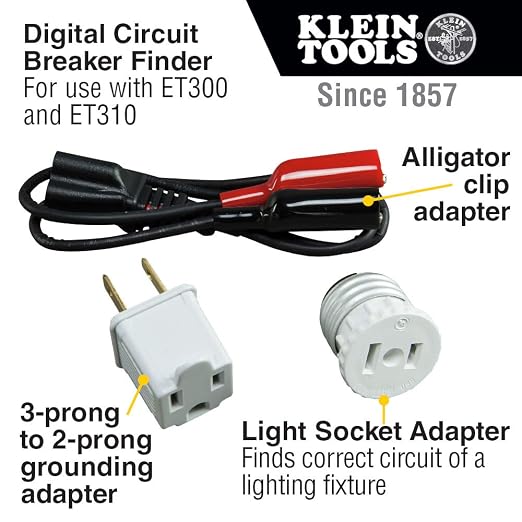 Klein Tools 80064 AC Circuit Breaker Kit - 3-Piece Outlet Tester with LCD Display & Circuit Breaker Finder Accessory Kit