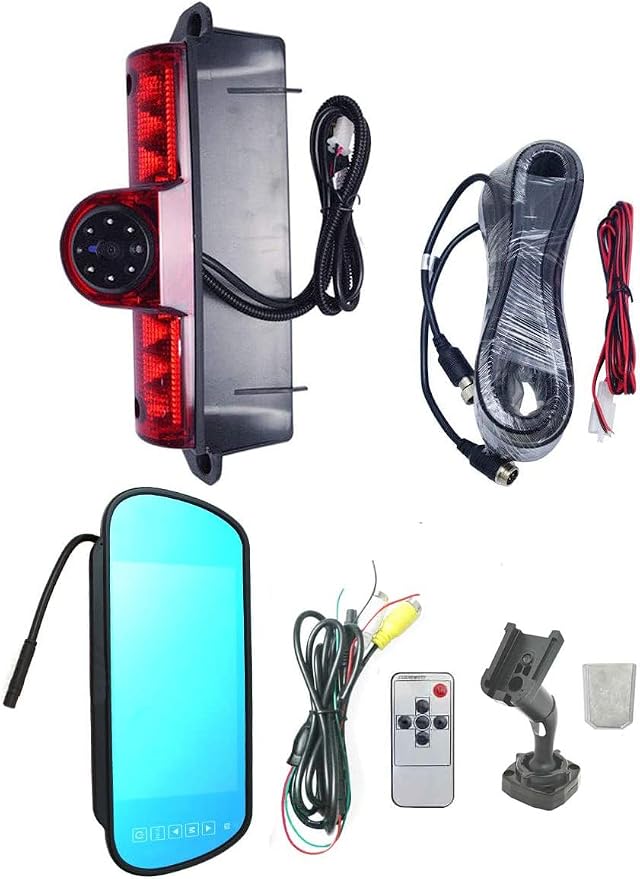 Backup Camera Compatible for Chevrolet Express GMC Savana Cargo Van Transporter Chevy Express/GMC Savana Explorer Replace Thrid Brake Light (with Monitor)
