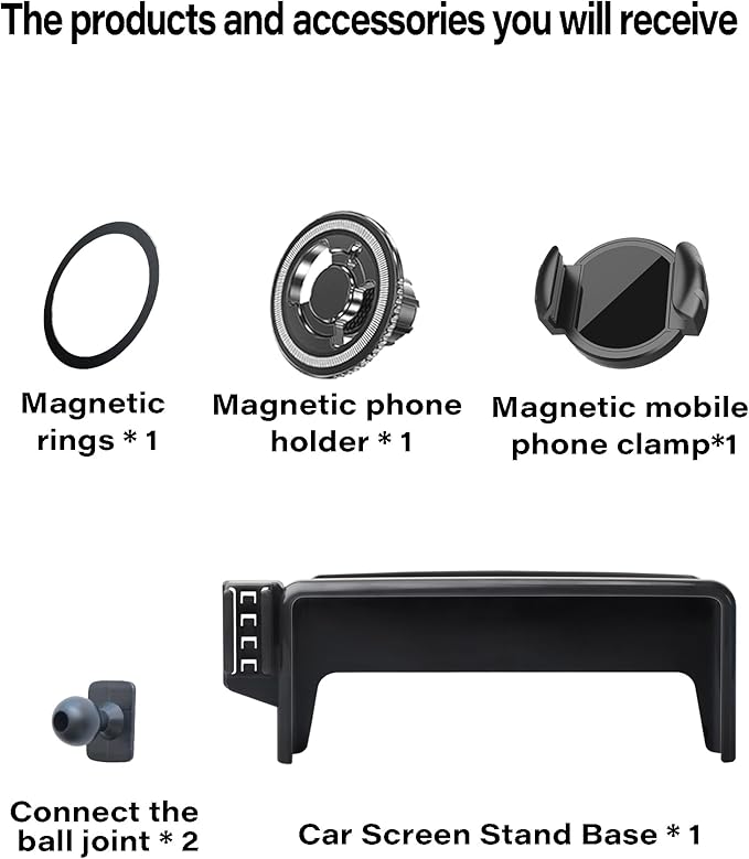 Magnetic Car Phone Mount for 2021-2026 Ford Mustang Mach-E Accessories, for MagSafe Strong Magnets Cell Phone Holder 15.5-Inch Touch Screen Cradles, with Portable Phone Gripper 360° Rotation