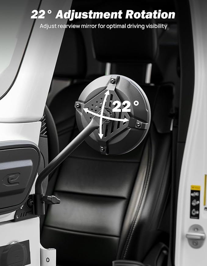 JOYTUTUS Doors Off Mirrors Compatible with 2018-2026 Wrangler JL & 2020-2026 Gladiator JT, Door Hinge Side 6 Inch Mirror, Broad vision No Vibrate & Wobble