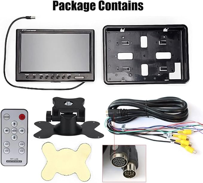 Hikity 9 Inch Backup Camera Monitor Only, Quad Split Screen, 4 Channels RCA Video Inputs HD Vehicle Rear View Reverse Color TFT LCD Display Screen for Car SUV Van Truck Pickup