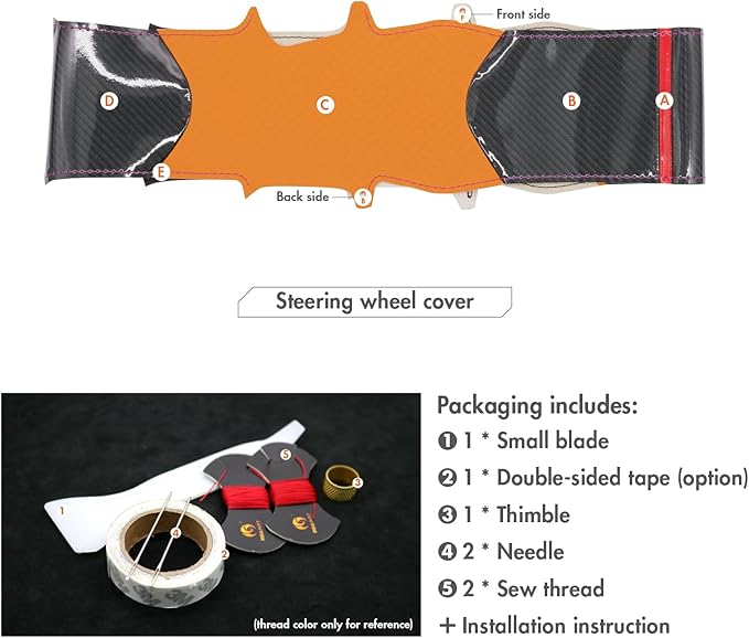 MEWANT Steering Wheel Cover for Ford Mustang 2024 Hand-Stitched Leather Steering Wheel Wrap