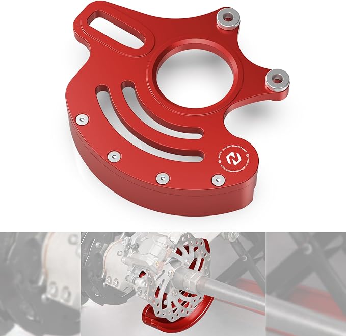 NICECNC Rear Caliper Bracket Disc Brake Guard 11mm Aluminum Compatible with Yamaha YFZ450R 2009 2010 2011 2012-2022, Red