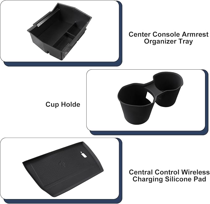 3PCS Center Console Organizer for 2025 Forester Accessrioes Middle Console Cup Holder 2025 Forester Storage Box Wireless Charging Protective Mat