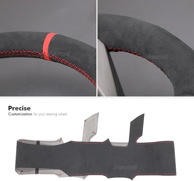 MEWANT Hand Stitch Car Steering Wheel Protector Wrap Cover for GMC Sierra 1500 2019-2023 / Sierra 1500 Limited 2022 / Sierra 2500 2020-2024 / Sierra 3500 2020-2024 / Yukon (XL) 2021-2023 Accessories