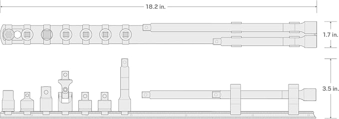 TEKTON Extension and Accessory Set with Rail, 9-Piece | SHA91101