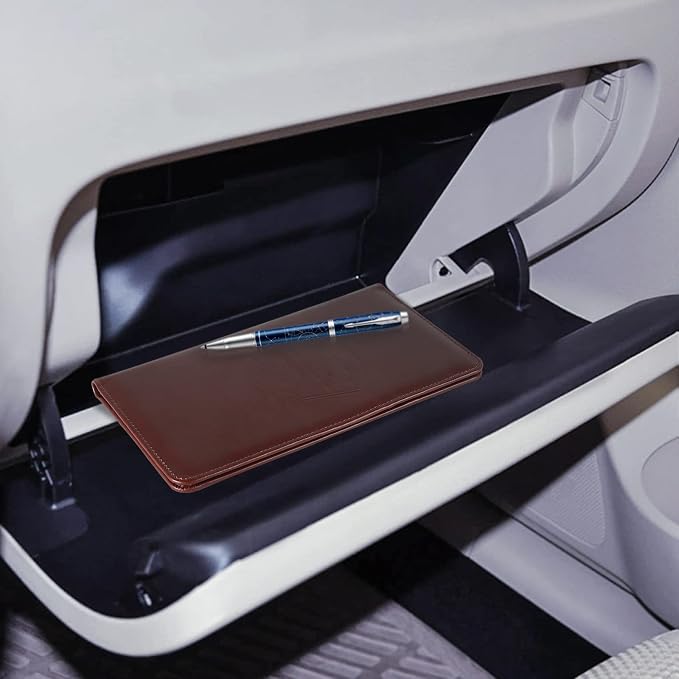 CoBak Premium Faux Leather Car Document Holder with Magnetic Closure and 6 Compartments
