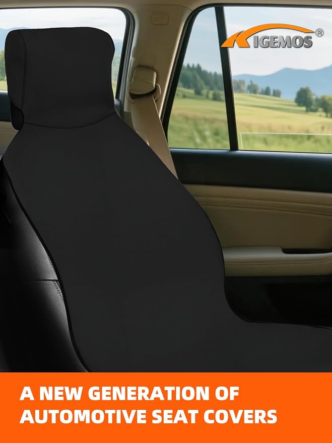 2 Pack Waterproof Car Seat Covers - Universal Fit Rubber Front Seat Protectors for SUVs, Sedans & Trucks - Non-Slip Backing for Fitness, Gym & Pets - Black