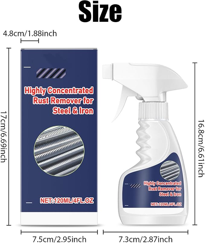 Highly Concentrated Steel Rust Remover, 2026 Upgraded Multipurpose Rust Remover Spray for Metal, Powerful Stainless Steel RustRemover, for Tools, Stainless Steel, Automotive Parts (3pcs)