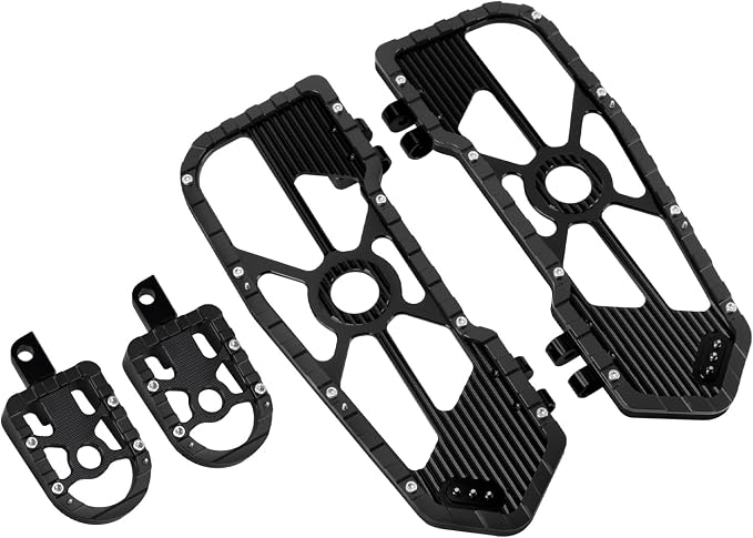 Motorcycle Floorboards Driver Passenger Footboards Wide Foot Pegs Board Pedal Compatible with Touring Electra Road Street Glide Softail Road King Black Edge