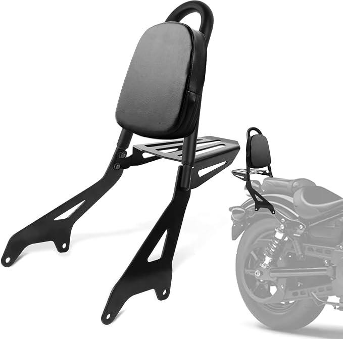 Motorcycle Backrest Sissy Bar with Luggage Rack - PSLER Passenger Backrest with Shelf Carrier for Star XVS950 Bolt XV950 R-spec 13-23