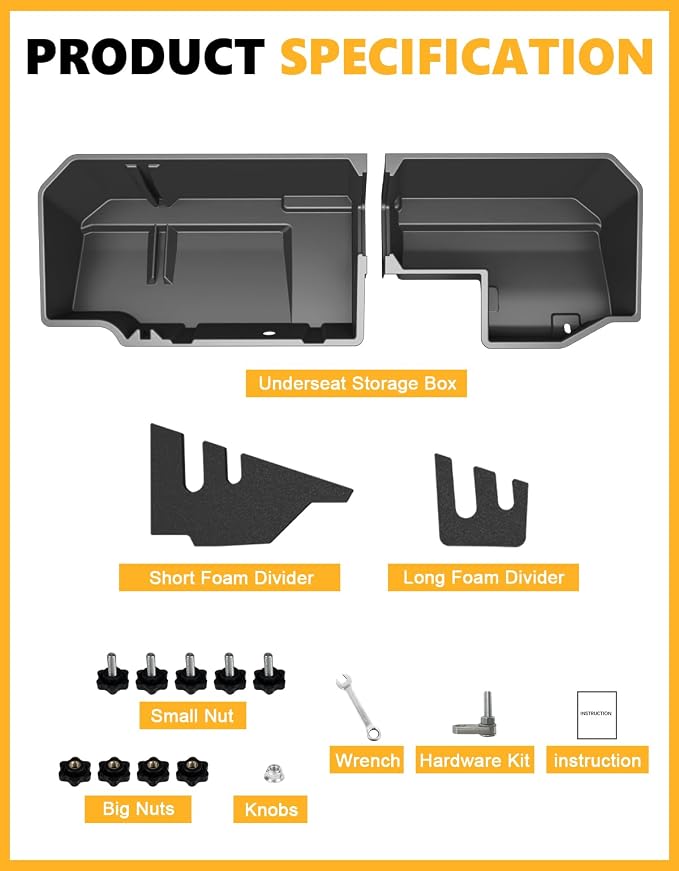 Tuyoung Under Seat Storage Boxes - Compatible with 2019-2026 Chevy Chevrolet Silverado 1500/GMC Sierra 1500, 2020-2026 Silverado/Sierra 2500HD/3500HD | Double & Crew Cab Rear Underseat Organizer Box