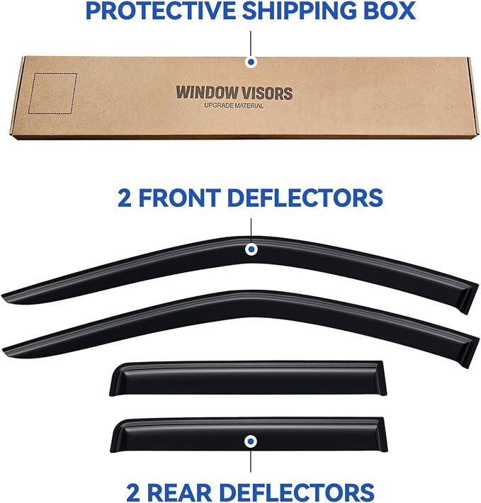 Window Visors Rain Guards for 2022-2026 Toyota Tundra Double Cab, Out-Channel Window Vent Wind Deflectors Visors Shades for 22 23 24 25 26 Tundra Extended Cab