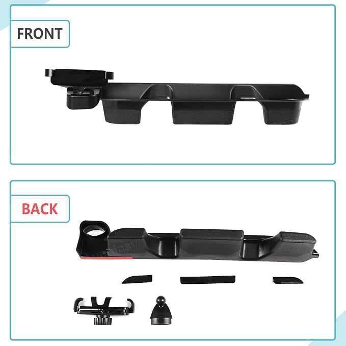 Aunginsy Co-pilot Dashboard Organizer Tray Compatible with Land Rover Defender 90/110/130 2020-2026,Center Console Passenger Side Storage Box Container Insert Groove ABS Accessories(With Phone Holder)